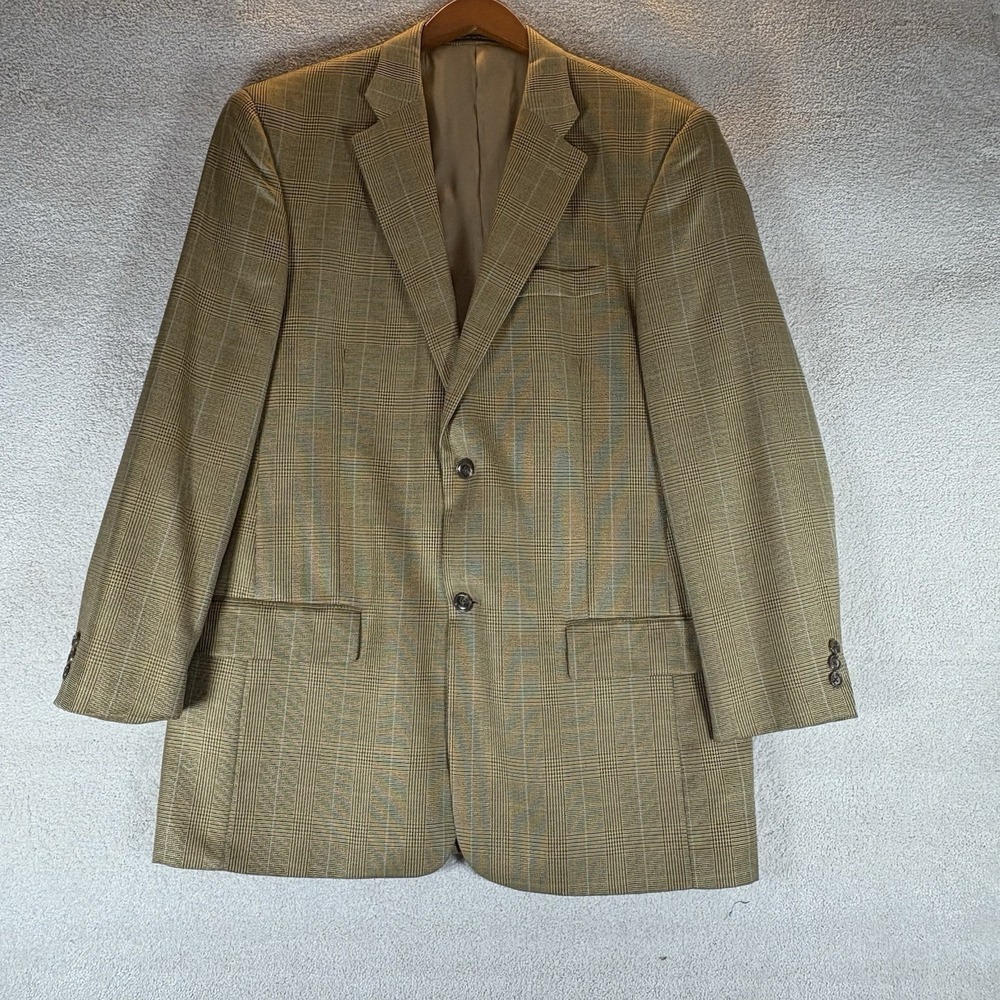 Lyle & Scott Scotland Men's 42L‎  Premium Wool Silk Blend Brown Plaid Blazer